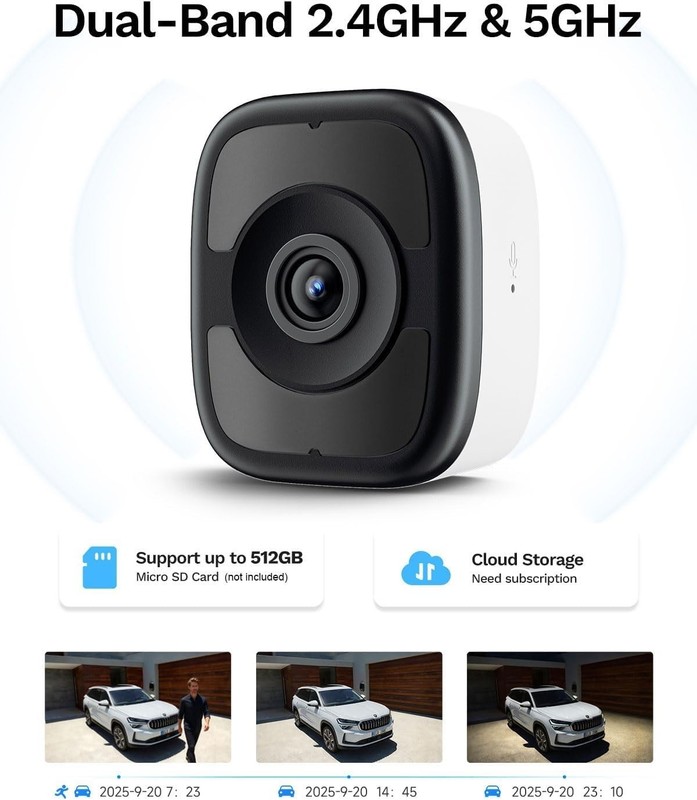 5MP 3K Magnetic Window Security Camera, Night Vision, WiFi6, AI Detection, 24/7 gallery