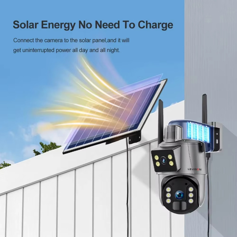 LS VISION Ubox 8MP 4G SIM Solar Camera Wireless Wifi Outdoor Dual Screen 4K Huma gallery