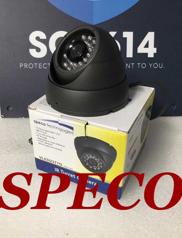 SPECO VLED23T7G Security Color Camera W/ 3.6mm 480TVL D/N Cracked Glass TESTED!