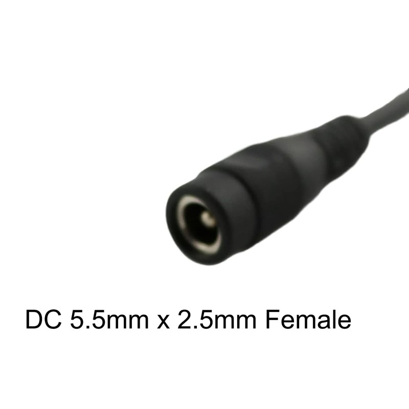 UpperFu 2pcs CCTV DC Power Splitter Cable 5.5mm x 2.5mm Female 1 foot, Black gallery