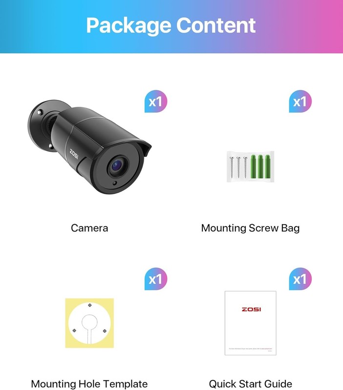 ZOSI 1080p HD-TVI Home Security Camera with Wired-1Cam, 36-Grey gallery