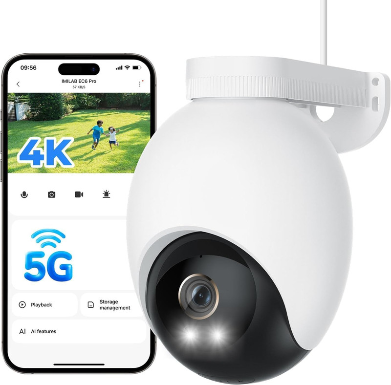EC6 Pro 4K Outdoor Security Camera, 360° Rotation, No Monthly Fee, Waterproof