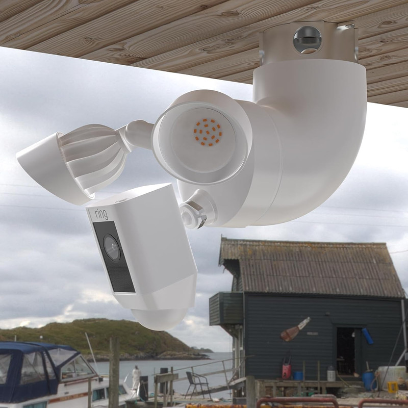 Outdoor Camera Eave Mount Bracket Compatible with R-Ing Floodlight Cam Wired Pro gallery