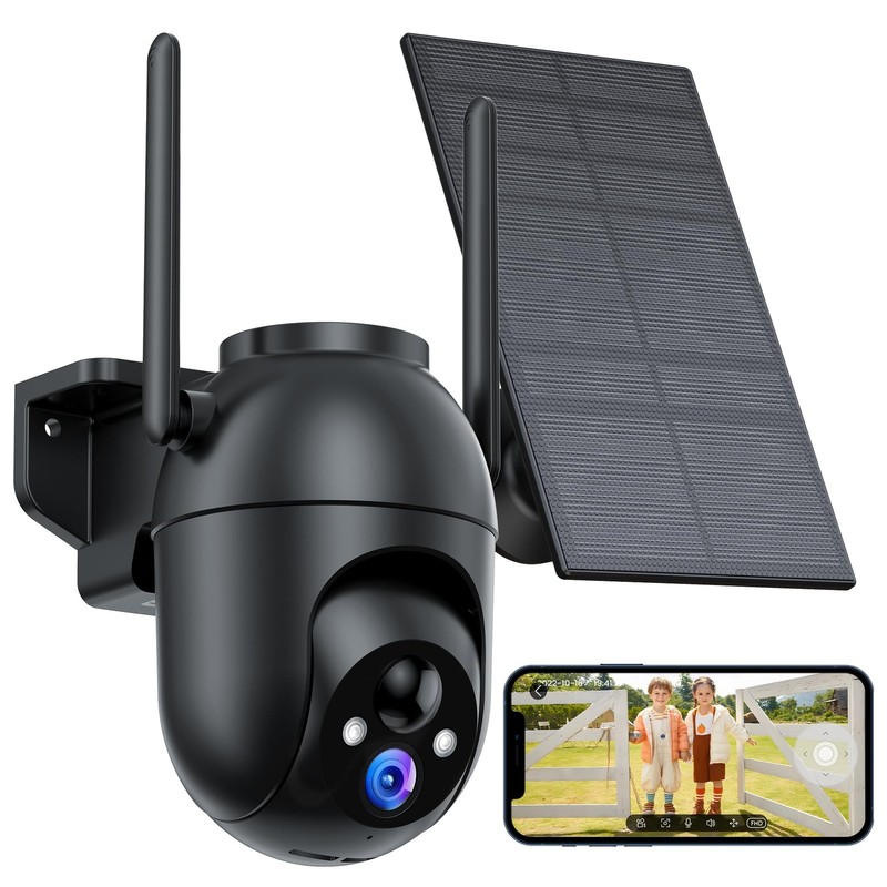 Camara De Seguridad Solar Exterior 2K WiFi Impermeable Con Sensor