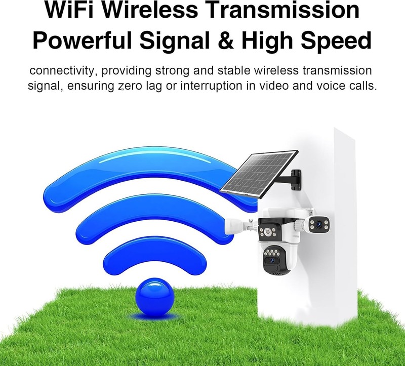 Solar Wireless Triple Lens WiFi PTZ Security Camera, Three Cameras in One, Si... gallery