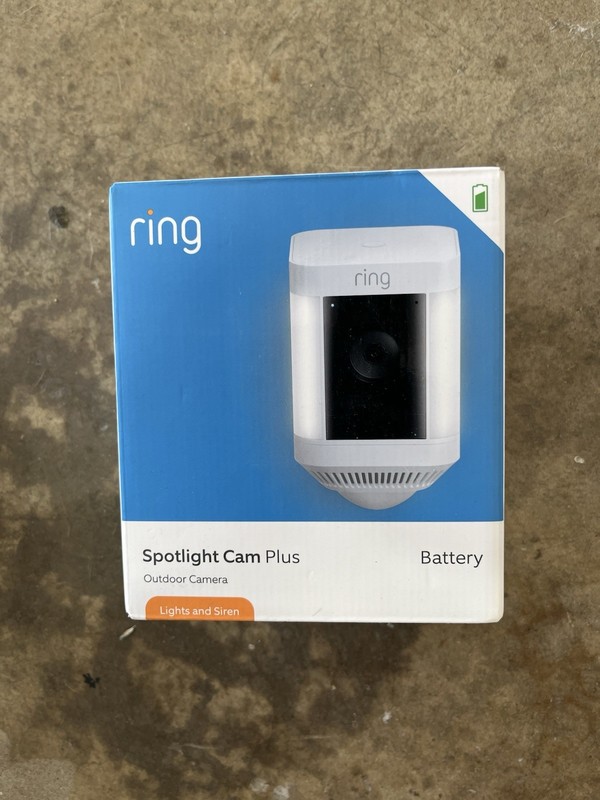 Ring – Spotlight Cam Plus Outdoor/Indoor Wireless 1080p Battery Camera – White