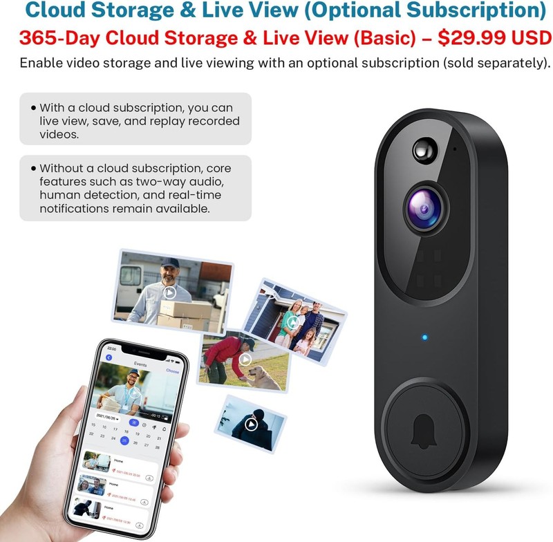New Video Doorbell 1080p HD Camera WI-FI Night Vision Motion Detection Wireless gallery