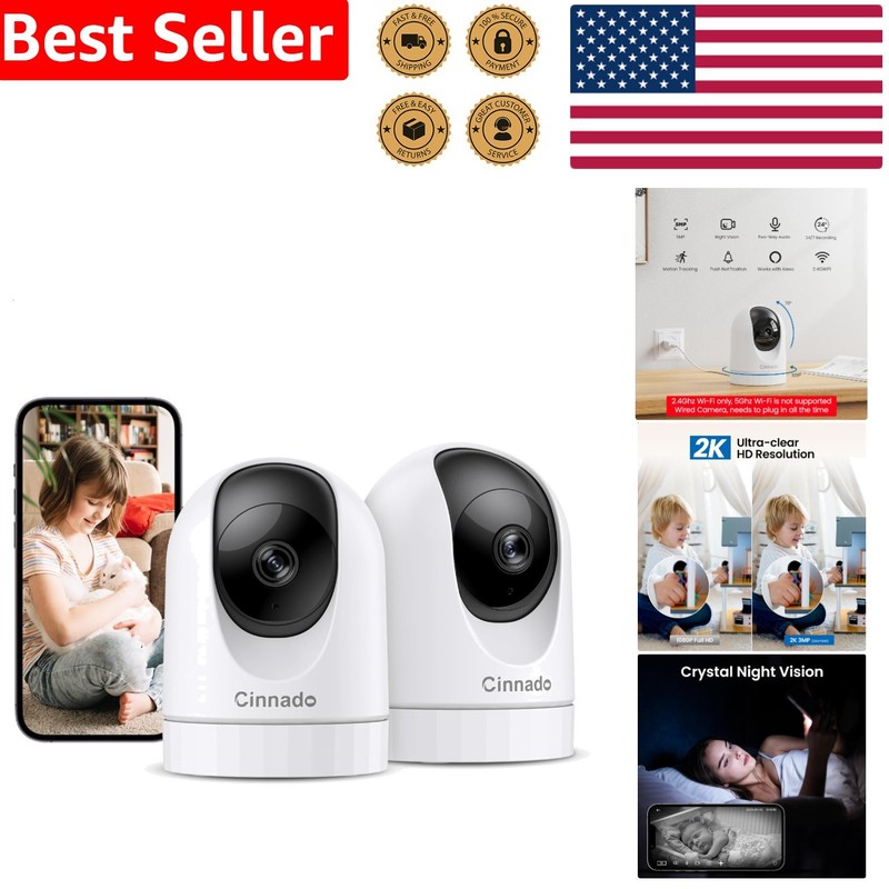 Secure 2K Indoor Camera Baby Monitor Pet WiFi 2-Way Audio Siren Motion Detection