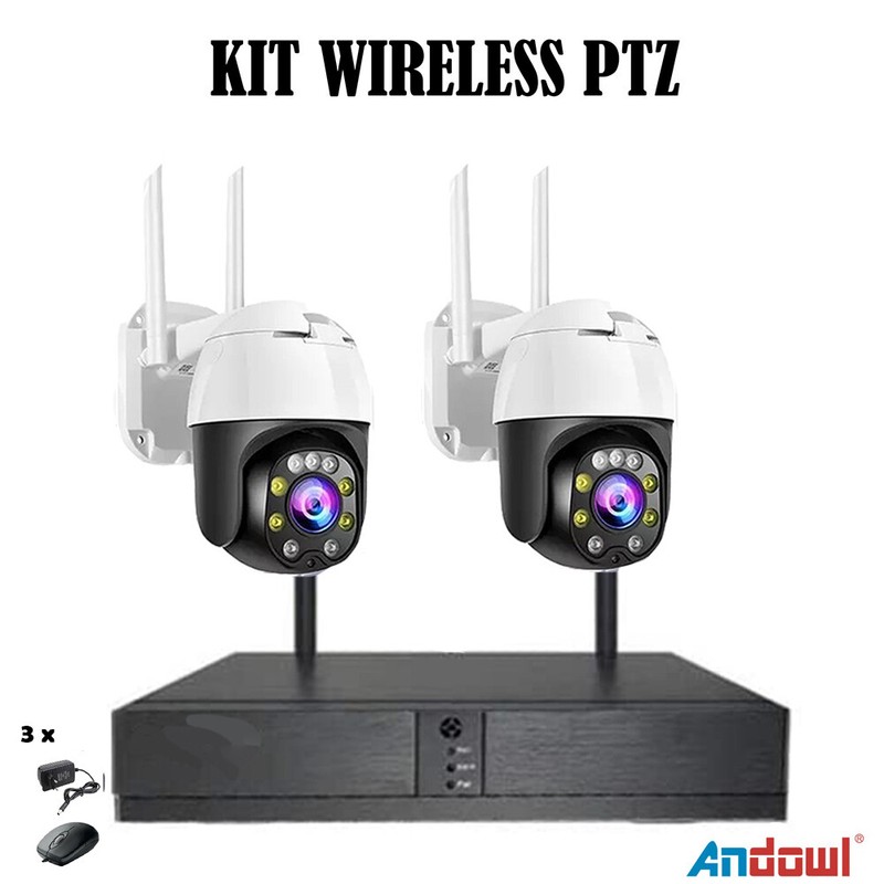 PTZ IP Wireless NVR 4 Channel 2 IP Cameras Full HD WiFi Video Surveillance Kit