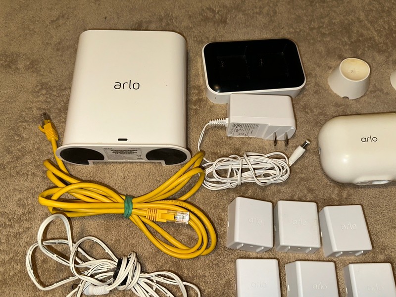 (6) Arlo Pro 4 VMC4041P Spotlight Security Cameras w/ VMB4540 Base & Batteries gallery