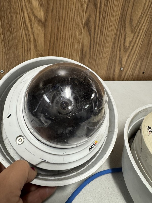 Lot of 2 Axis Network Dome Cameras – 1 Scratched Dome – AS IS gallery