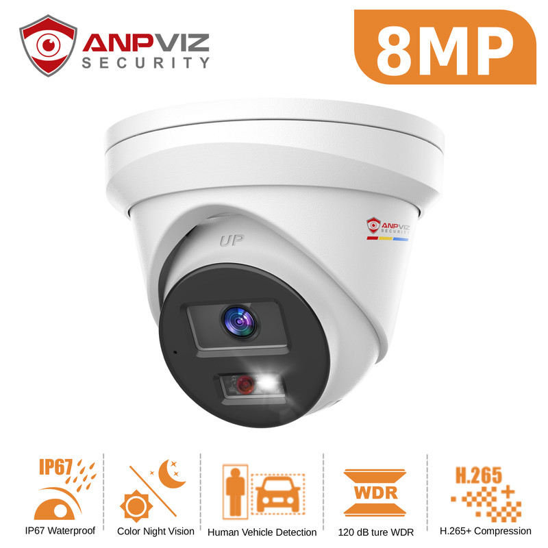 Anpviz 8MP PoE IP Camera Outdoor Human/Vehicle Detection Smart Dual Light Audio