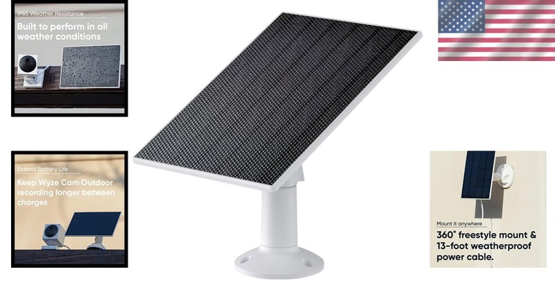 Durable Weatherproof Solar Panel with 2.5W Charging for Outdoor Security Cameras gallery
