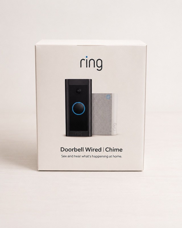 Ring Wired 1080p Video Doorbell with Chime - Black