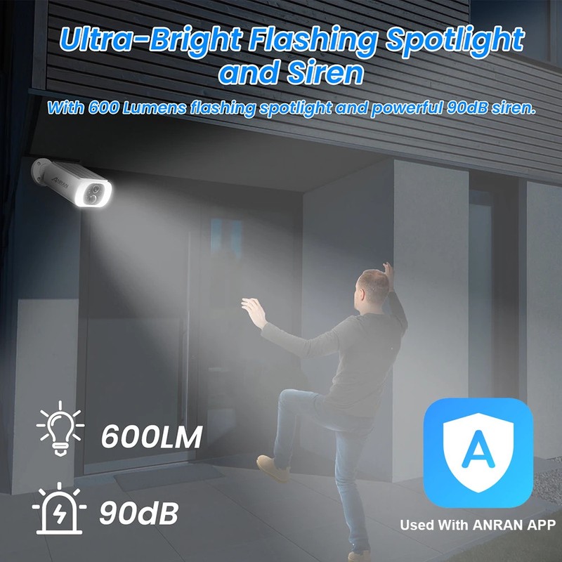 ANRAN 2K Solar Security Camera Wireless WiFi Battery Floodlight Color Night gallery