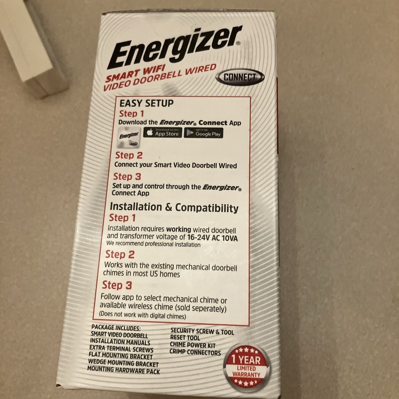 Energizer Connect - Smart Video Doorbell (EOD1-1002-SIL) - 1080p - Two Way Audio gallery