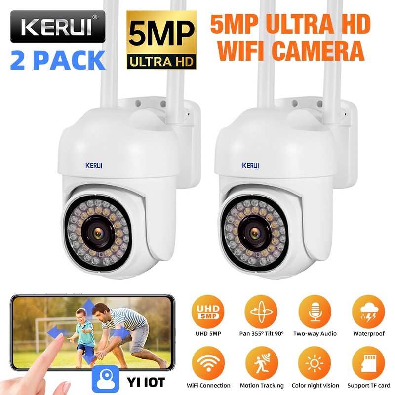 2PCS 5MP PTZ WiFi Wireless Security Camera Audio AI Human Detect Night Vision US
