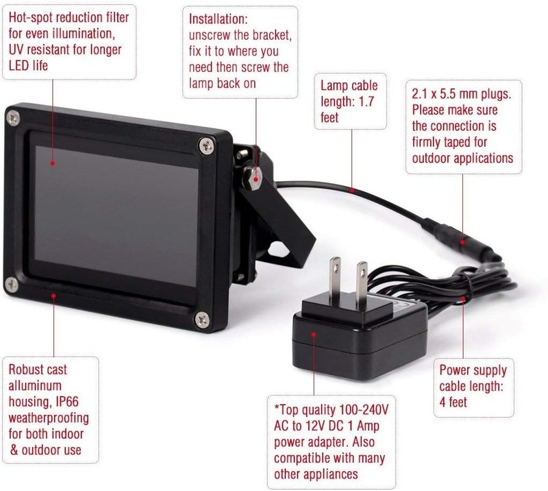 BI8 Compact 90° Infrared Light for Security Camera gallery