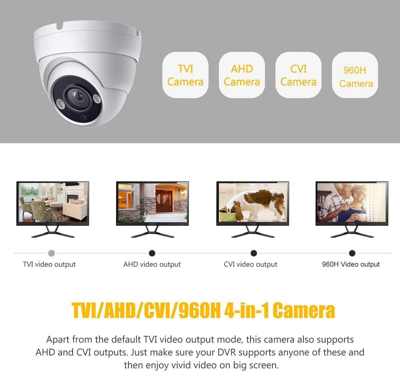 4K 8MP Lite Dome TVI CVI AHD Analog 4 in 1 CCTV Security Camera, 65ft IR Nigh... gallery