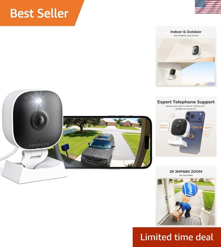 Weatherproof 2K Surveillance Camera with App Control & Baby Monitoring
