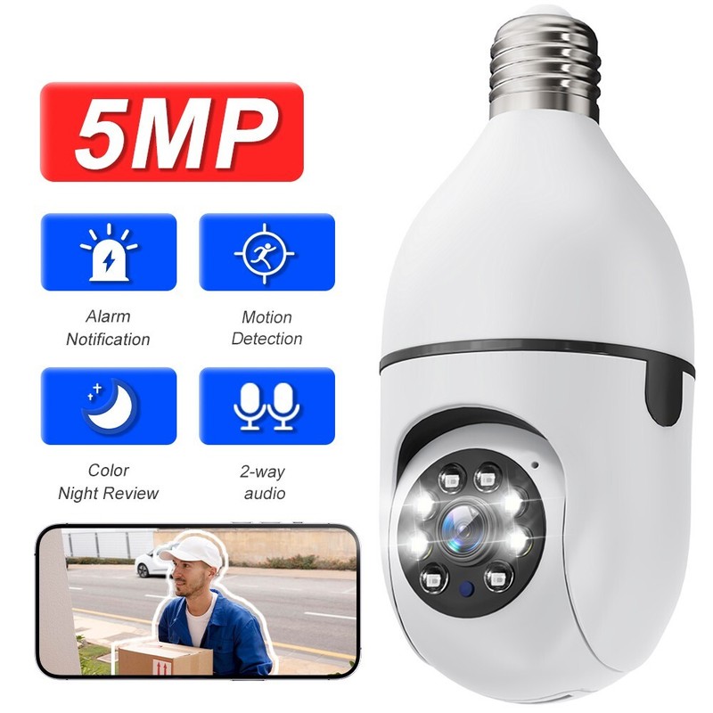 8X 2.4G Bulb E27 Surveillance Camera Full Color Night Vision Auto Human Tracking gallery