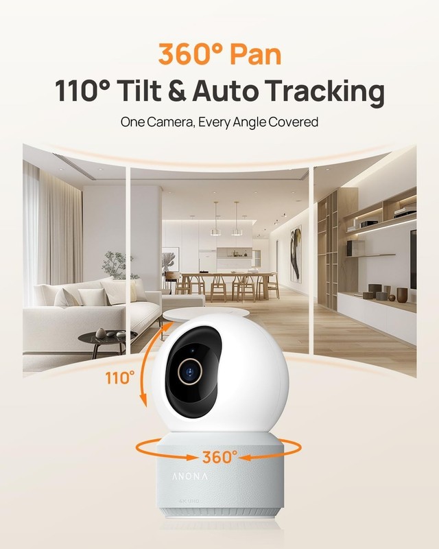 Pano 4K UHD Indoor Camera, Pet/Dog/Baby Security Camera with Phone App, 360° ... gallery