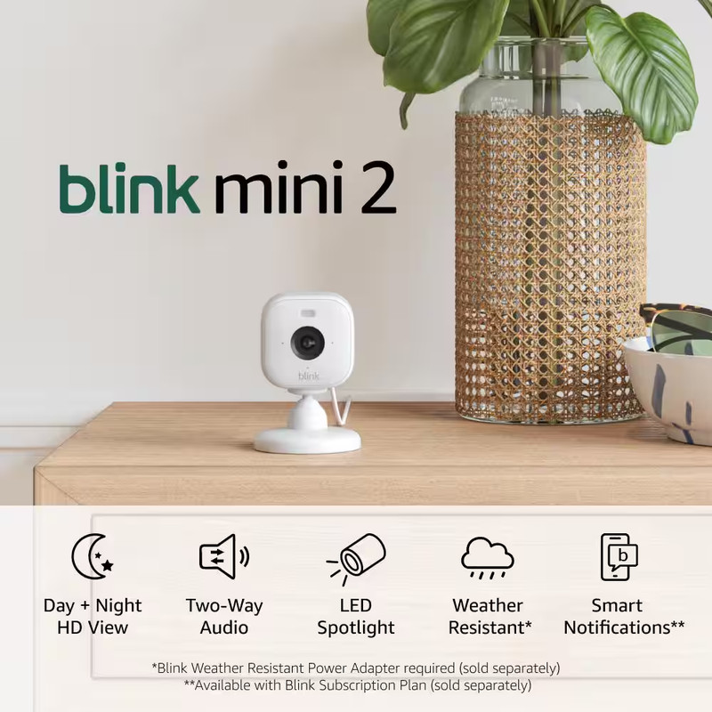 Mini 2 Wired Indoor/Outdoor Smart Security Camera with 1080P HD, 2-Way Talk & Au gallery