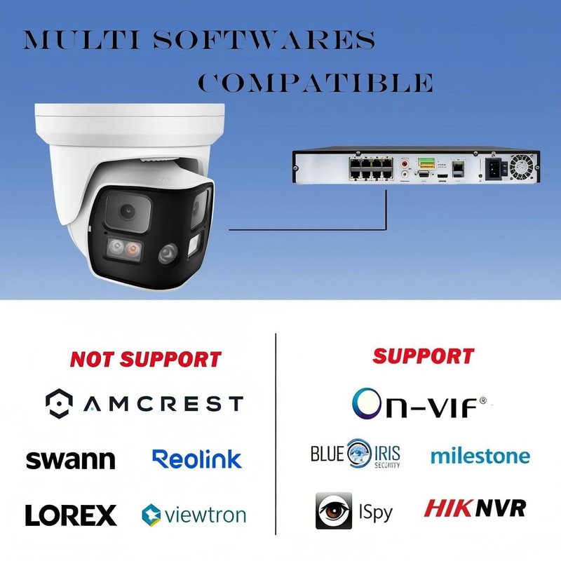 8MP 4K Dual Lens Poe IP Security Camera 180 Degree Panoramic Wide Angle, Full... gallery