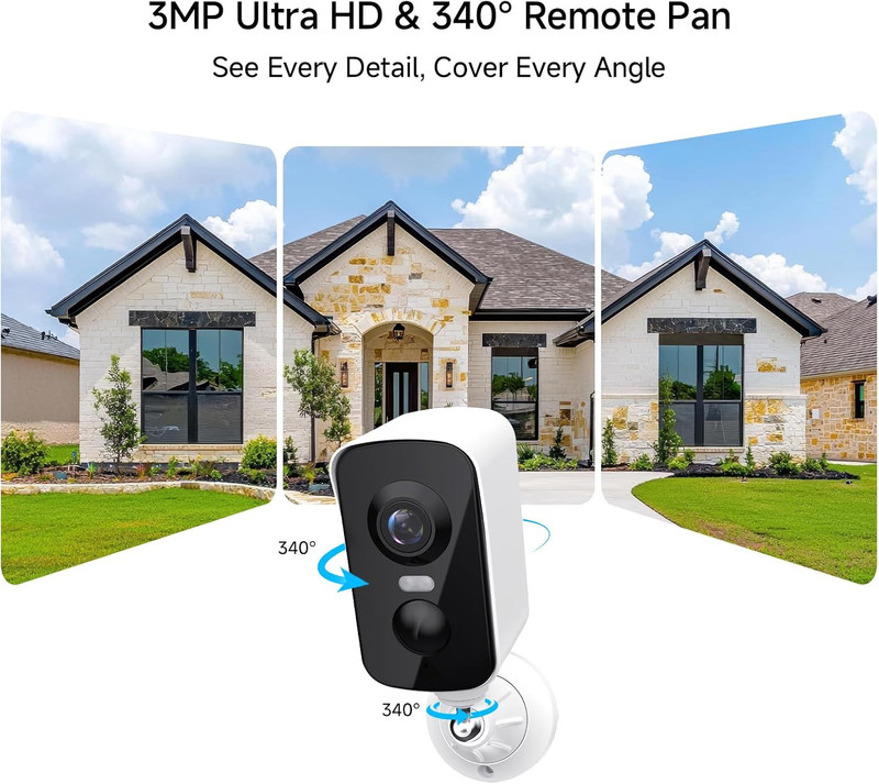 Arenti 340° Pan Wireless Security Camera Outdoor Magnetic, 3MP Battery Powered W gallery
