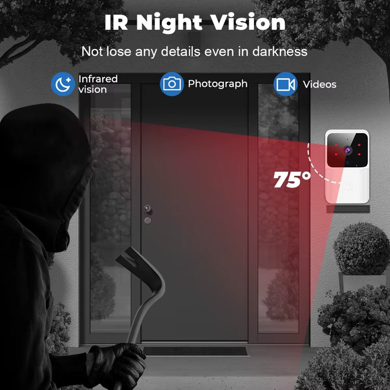 Tuya WiFi Video Doorbell Wireless HD Camera IR Alarm Security Smart Home Door B gallery