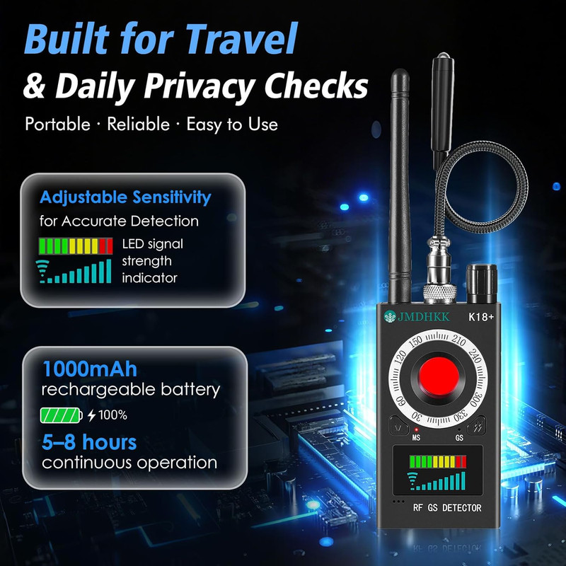 K18+ Hidden Camera Detector, Spy Camera Finder, Bug Detector, Magnetic Field Det gallery