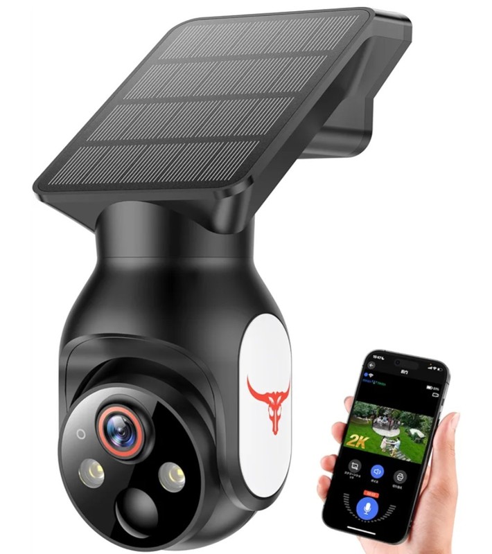 1080p WiFi Security Camera with Solar Panel Battery Powered Pan Tilt AI – Black