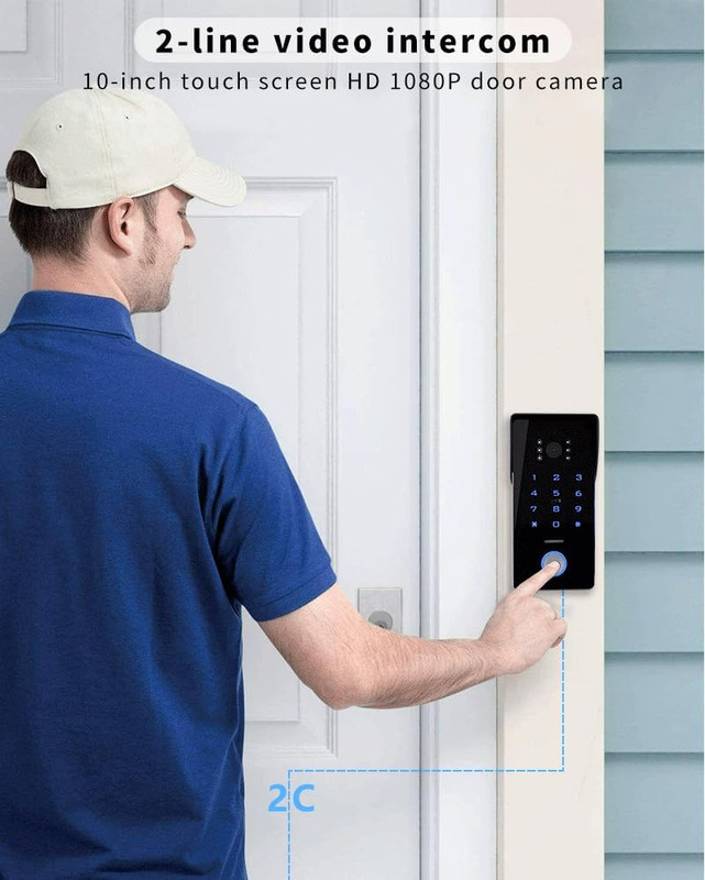 Wifi Video Intercom System,2-Wire Visual Doorbell,7 Inches Touch Screen Video Do gallery