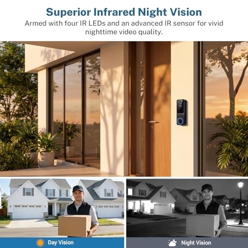 1080P Wireless Doorbell Camera with AI Detection, Night Vision, 2-Way Audio, Clo gallery