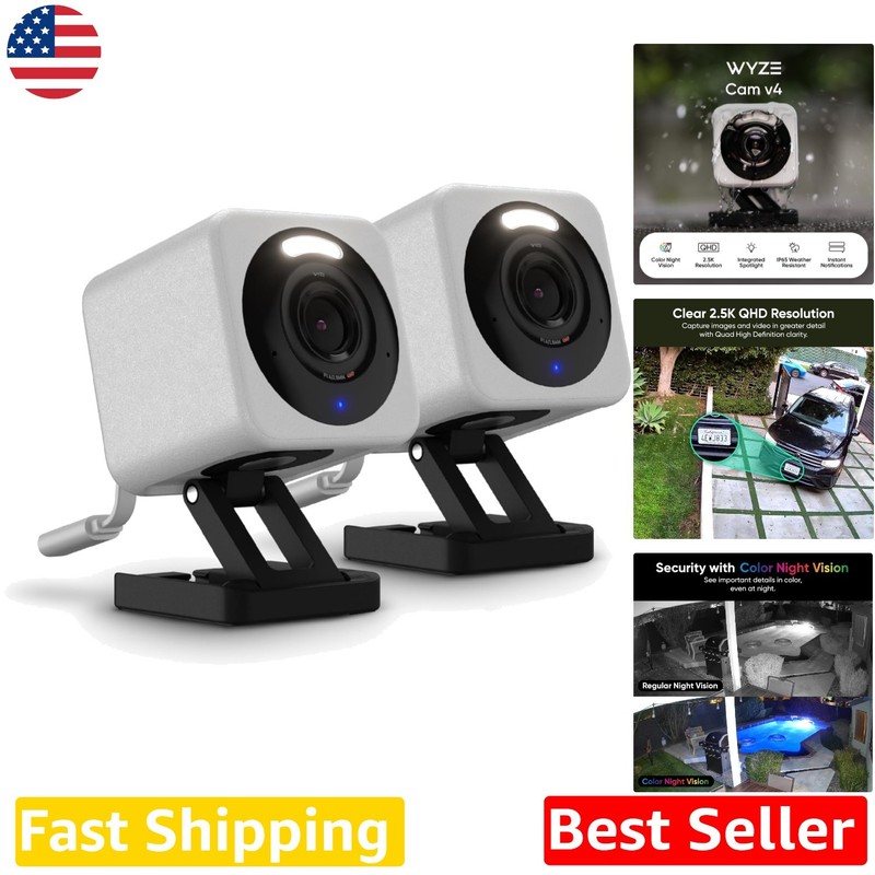 Indoor Outdoor Security Cameras | 2.5K QHD | Enhanced Color Night Vision | 512GB