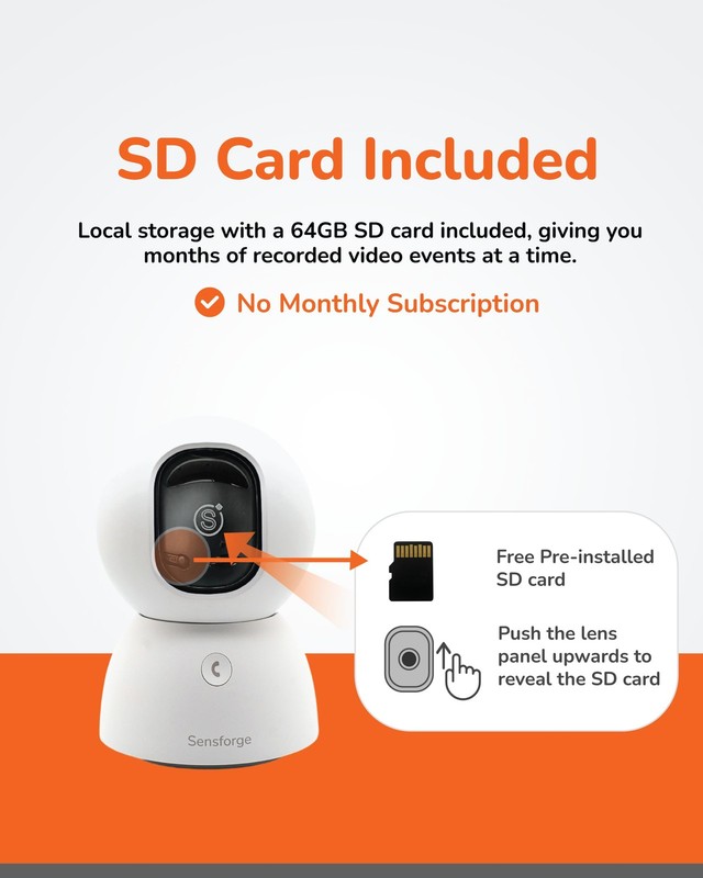 Sensforge 2.5K Indoor Pan-Tilt Dome Security Camera, 360° Coverage, AI White gallery