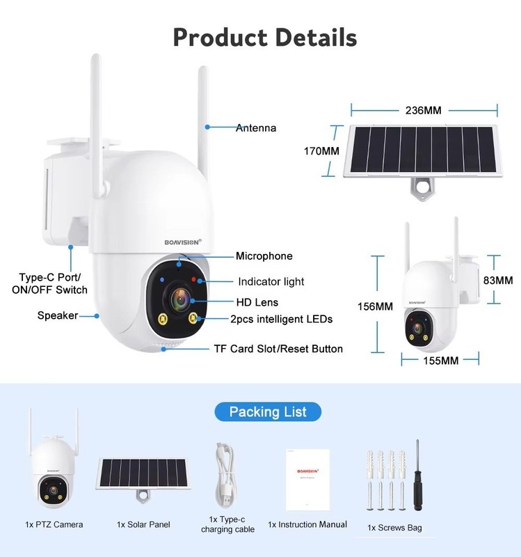 2.4G WIFI Solar Battery Outdoor 4MP HD Wireless Security Camera Two Way Audio gallery