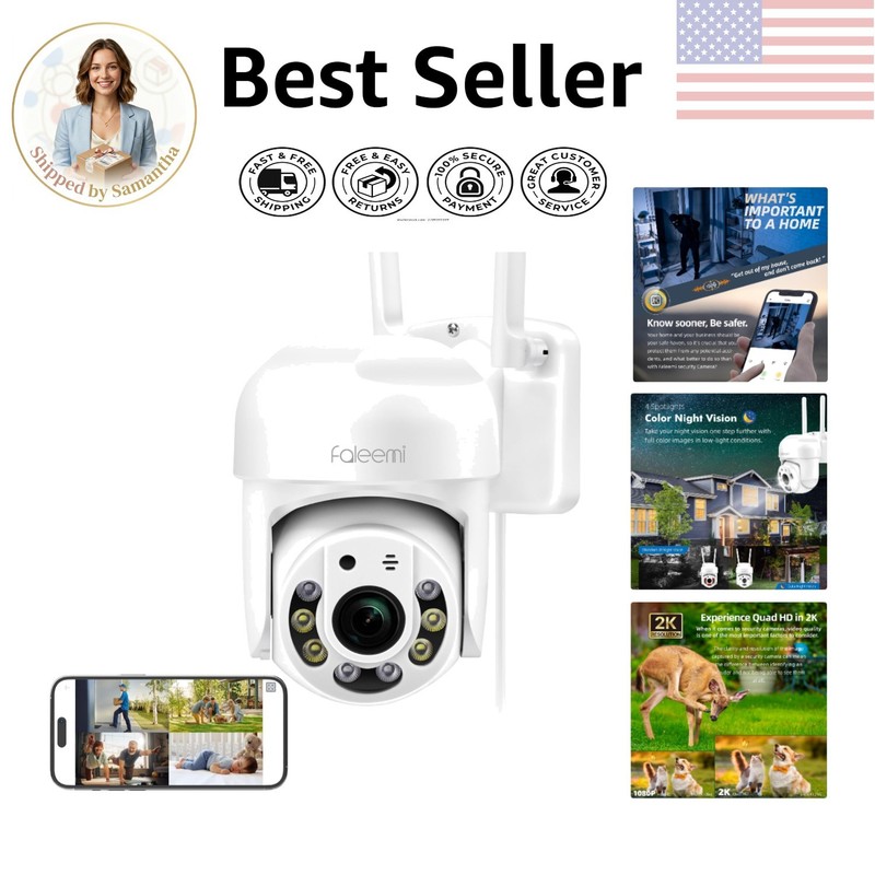 Comprehensive 2K WiFi Security Camera with Auto Tracking & Alexa Compatibility