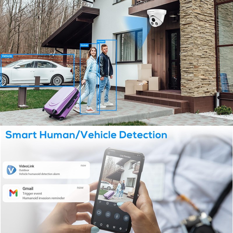 5MP IP PoE Outdoor, 5MP30fps Turret IP with Human/Vehicle Detection,Audio/Mic... gallery