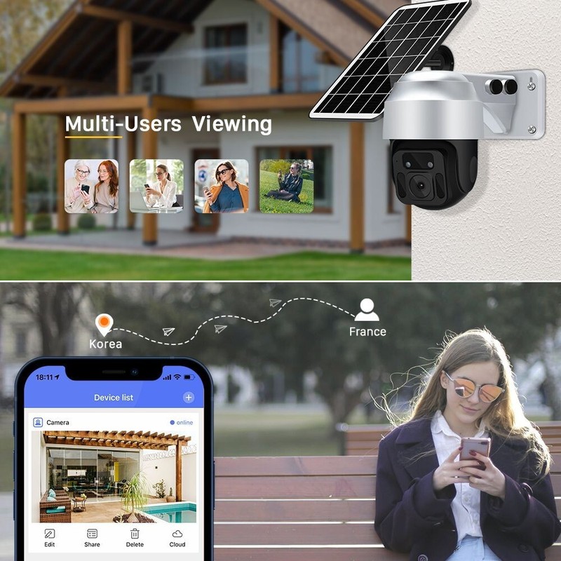 2MP Wifi PTZ Camera Outdoor 1080P Solar Power Battery IP CCTV Wireless SmartCam gallery