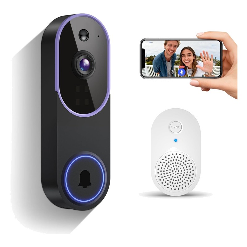 Wireless Video Doorbell Camera 1080p with Receiver AI Human Detection 2-Way Talk