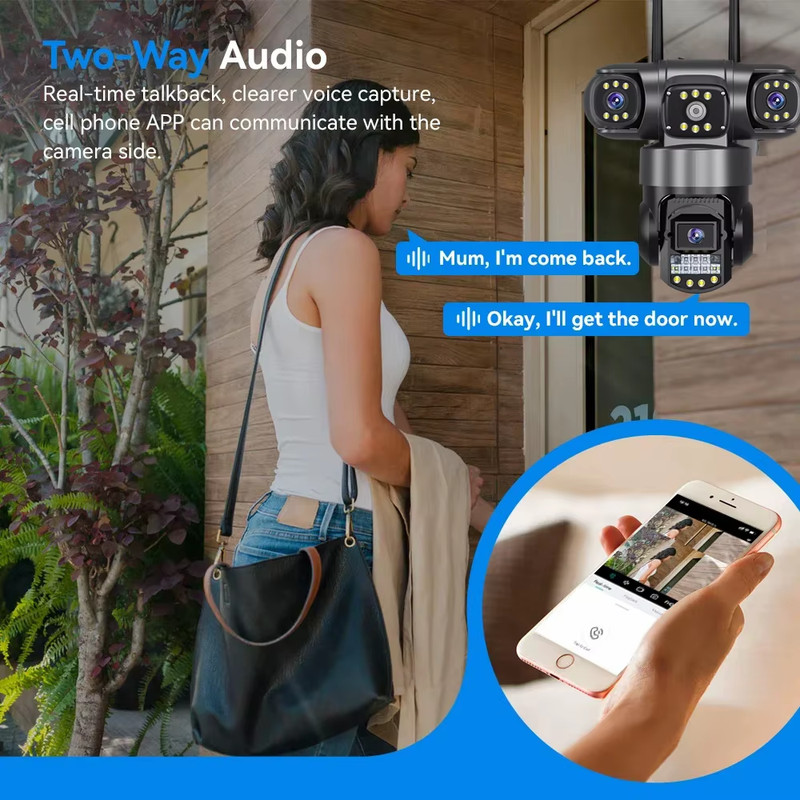 Pro Wifi IP Camera Outdoor 12MP 6K Triple Lenses Triple Screens Security Video M gallery
