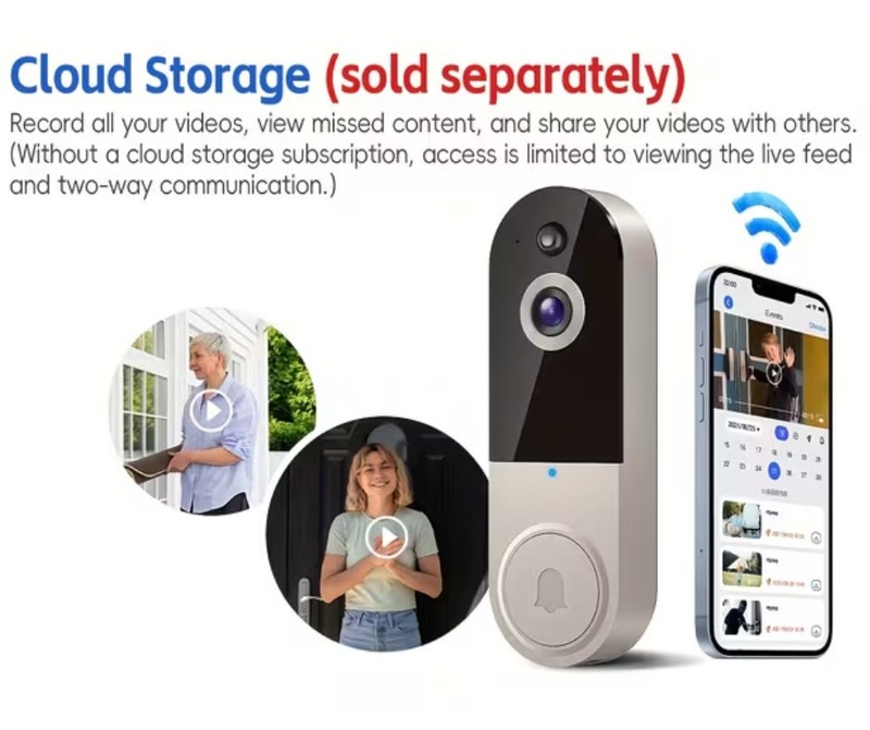 Wireless Smart Video Door Bell for Home Use, Battery Powered WiFi Camera, Night gallery