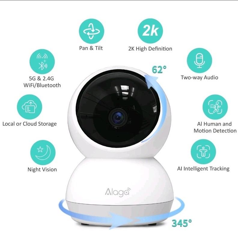 [APP:CareCam Pro) Cloud storage Alaga Wi-Fi 6,Security camera 3MP Al 2K 2.4G/5G gallery