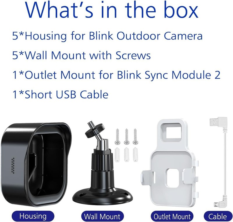 Adjustable Wall Mount for Blink Outdoor Cameras - 5 Pack, Fits Sync Module 2 gallery