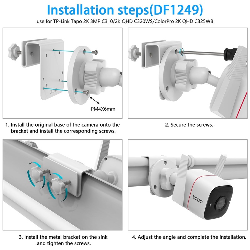 TIUHU Gutter Mount Bracket Compatibility with TP-Link Tapo 2K QHD C320WS/ 3MP... gallery