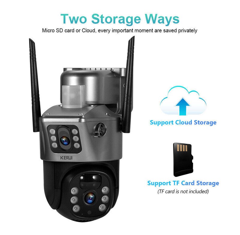 2/4PCS Solar Security Camera PTZ 4MP 2K WIFI CCTV Video Surveillance 64G SD Card gallery