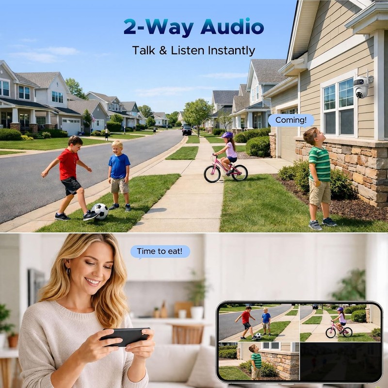 4PCS Security Camera System Wireless Triple Lens Outdoor WiFi Cam Auto Tracking gallery