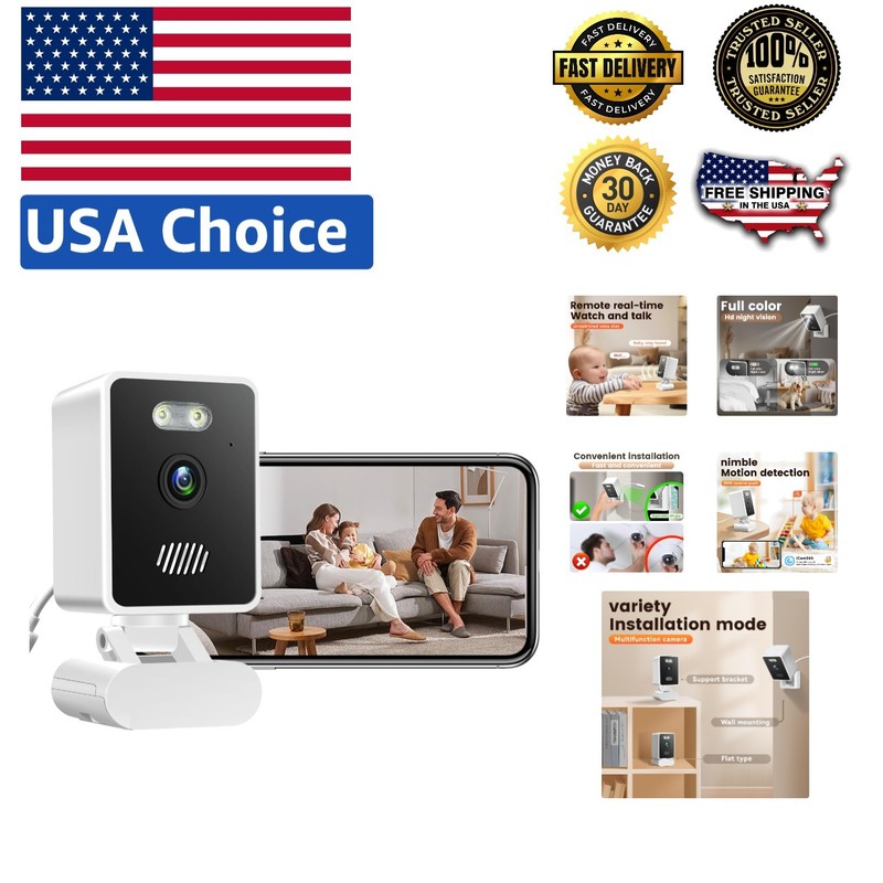 1080P Indoor Security Camera w/ 2-Way Audio & Night Vision for Baby Monitoring