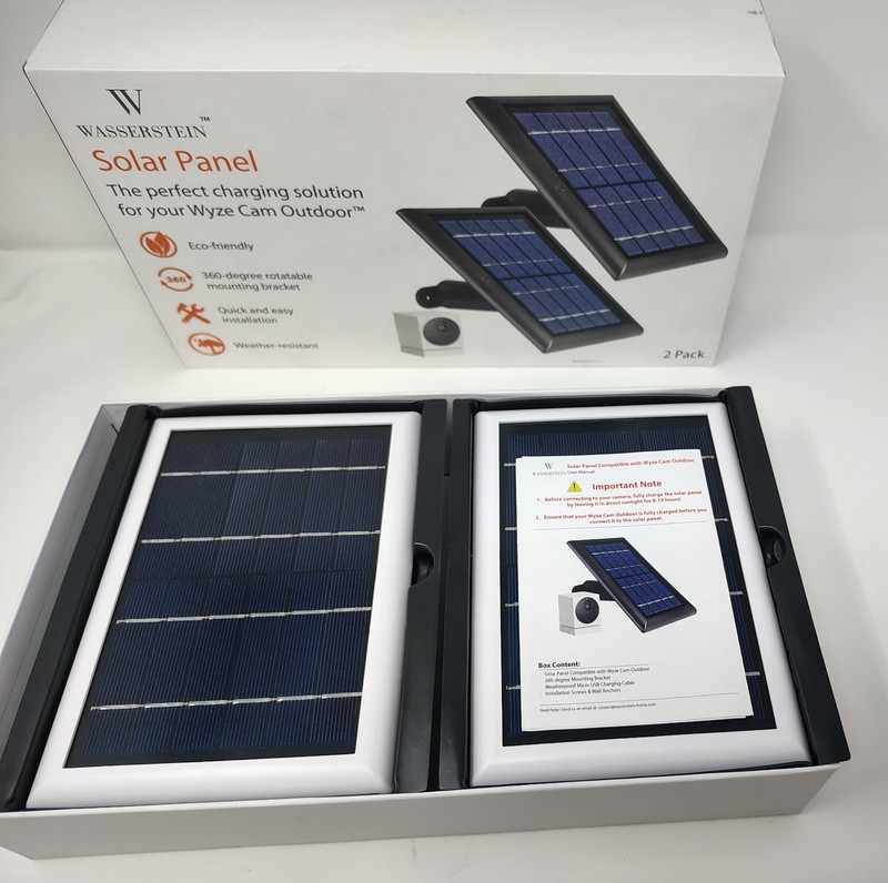 Solar Panel Compatible Wyze Cam Outdoor Continous Charging V2 Power 2 Pack NEW gallery